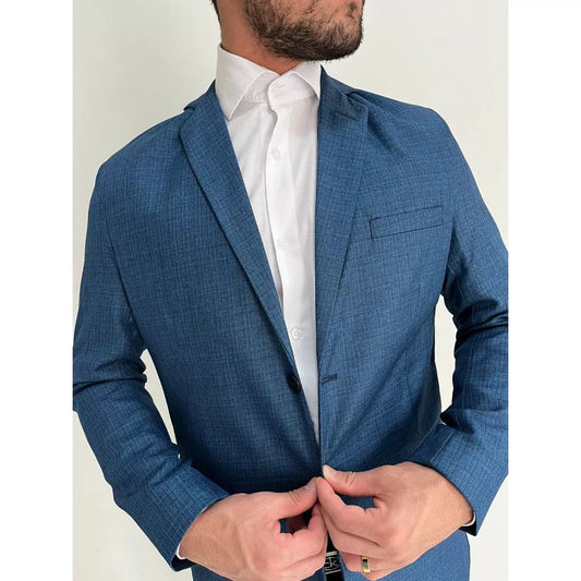 Terno Slim Melange Azul - Queima de estoque