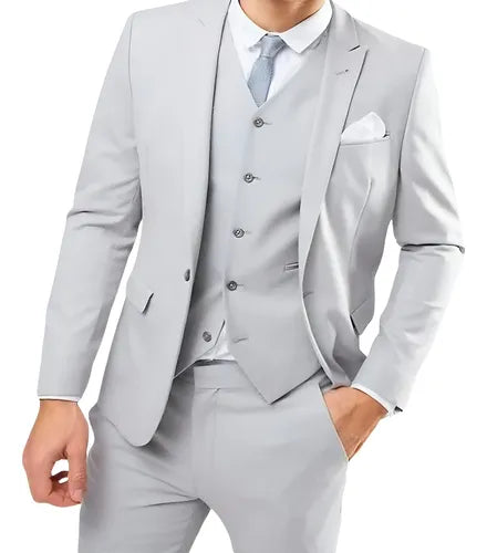 Terno Oxford Slim Cinza claro